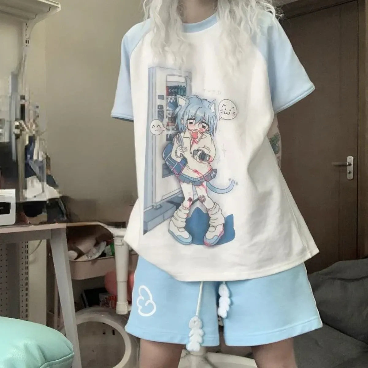 Pantalones cortos de vendaje pastel Harajuku