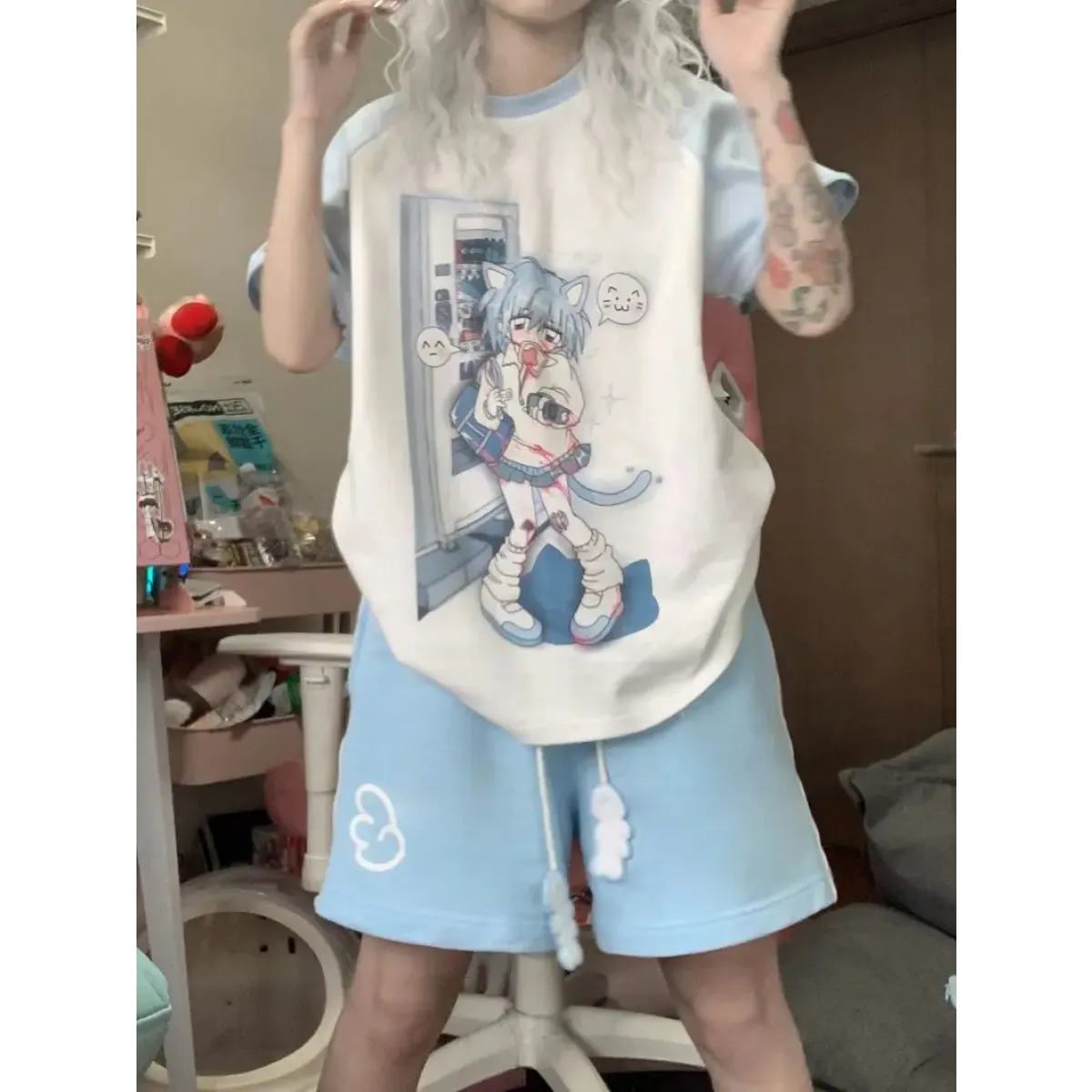 Pantalones cortos de vendaje pastel Harajuku