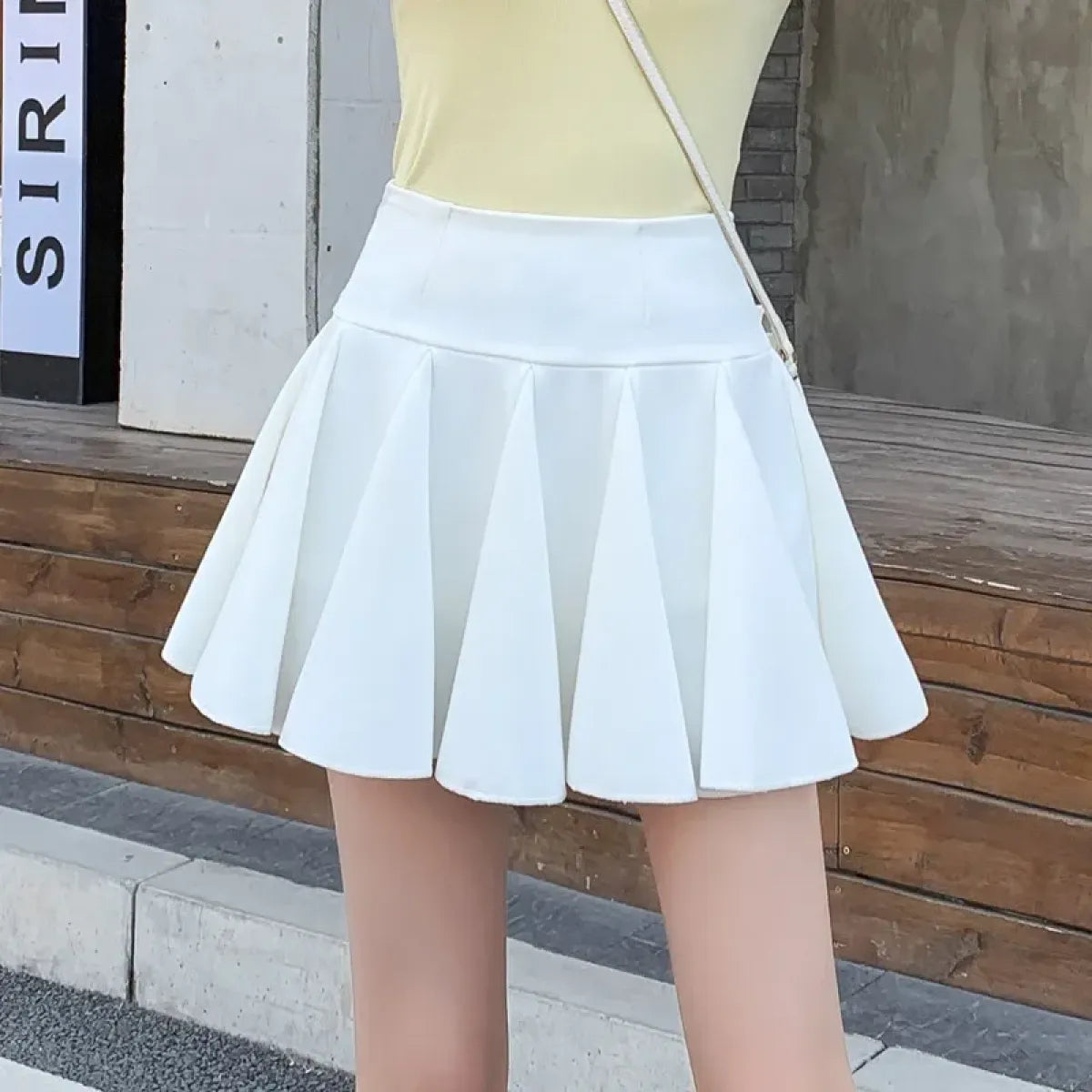 Minifalda plisada de cintura alta – Falda skater estilo coreano para mujer