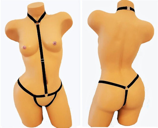 Tanga sin entrepierna, traje de cuerpo, arnés, lencería
