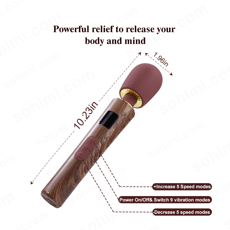 JUPITER|Wood-textured Cordless Rechargeable Handheld Wand Massager
