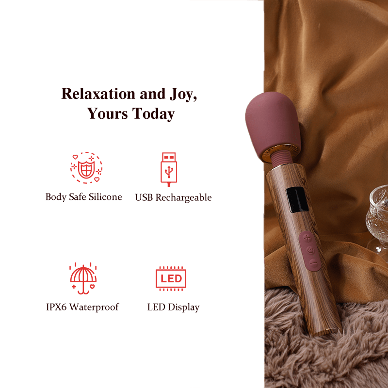 JUPITER|Wood-textured Cordless Rechargeable Handheld Wand Massager