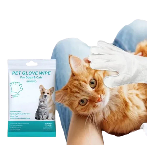 Guantes y toallitas para limpieza de mascotas