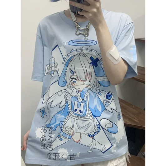 Camiseta extragrande de anime Harajuku Kawaii