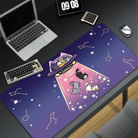 Alfombrilla de escritorio con constelación de gatos Kawaii