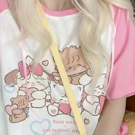 Camiseta de animales del club Kawaii Hearts