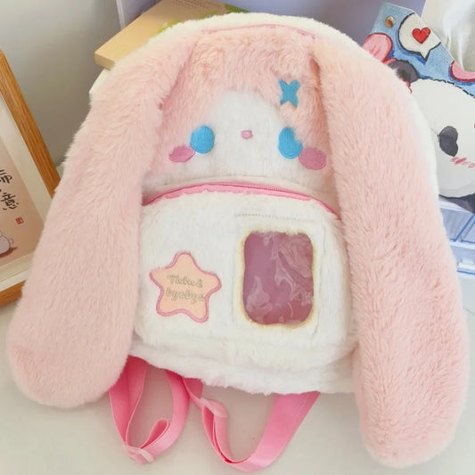 Mochila de peluche de conejito kawaii