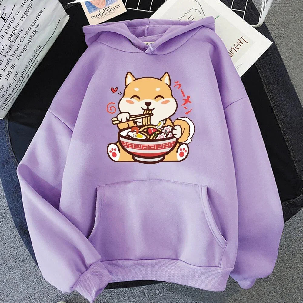 Sudadera con capucha de ramen y shiba inu adorable