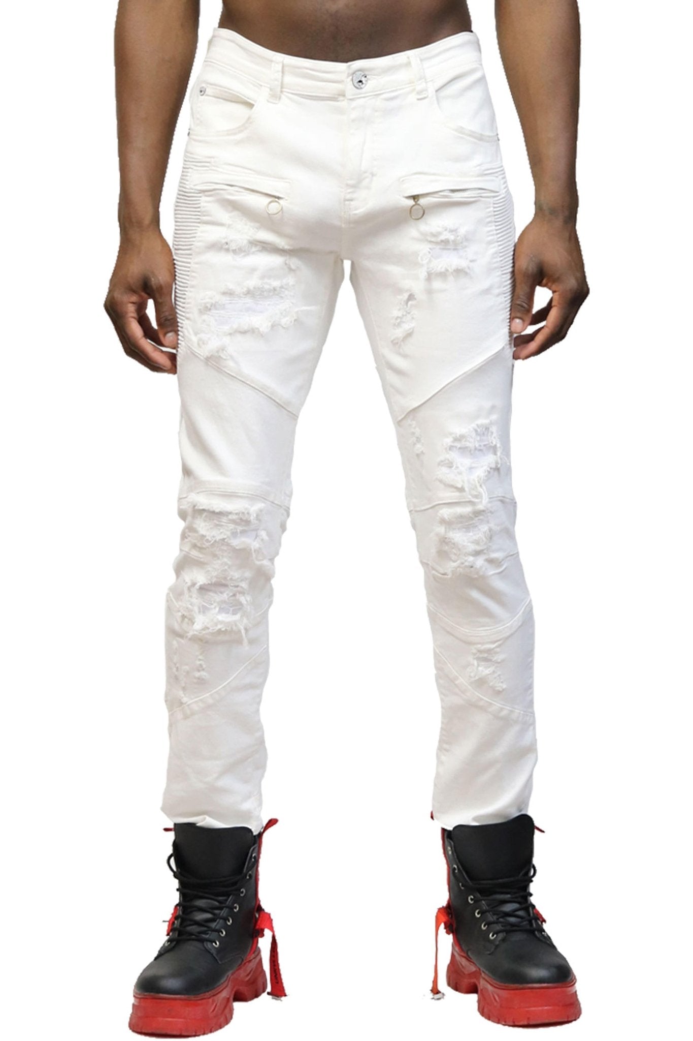 Pantalones vaqueros blancos ajustados lavados Birch Premium