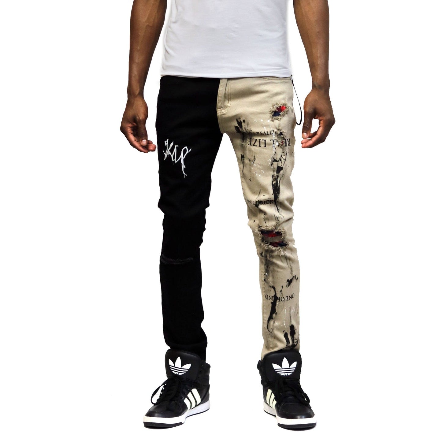 Pantalones de sarga lavados, ajustados, mitad y mitad, de Reed Premium