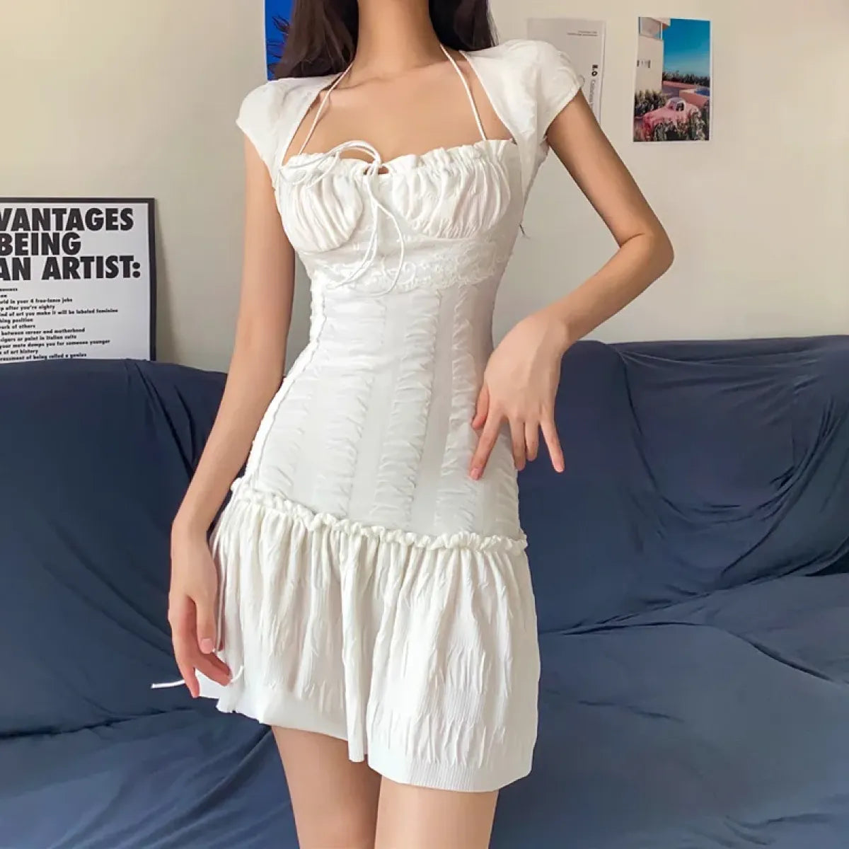 Halter Lace Mini Dress