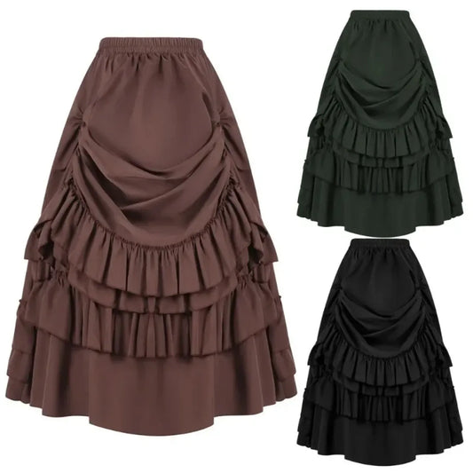 Falda Steampunk con capas – Volantes victorianos Gótico Cosplay