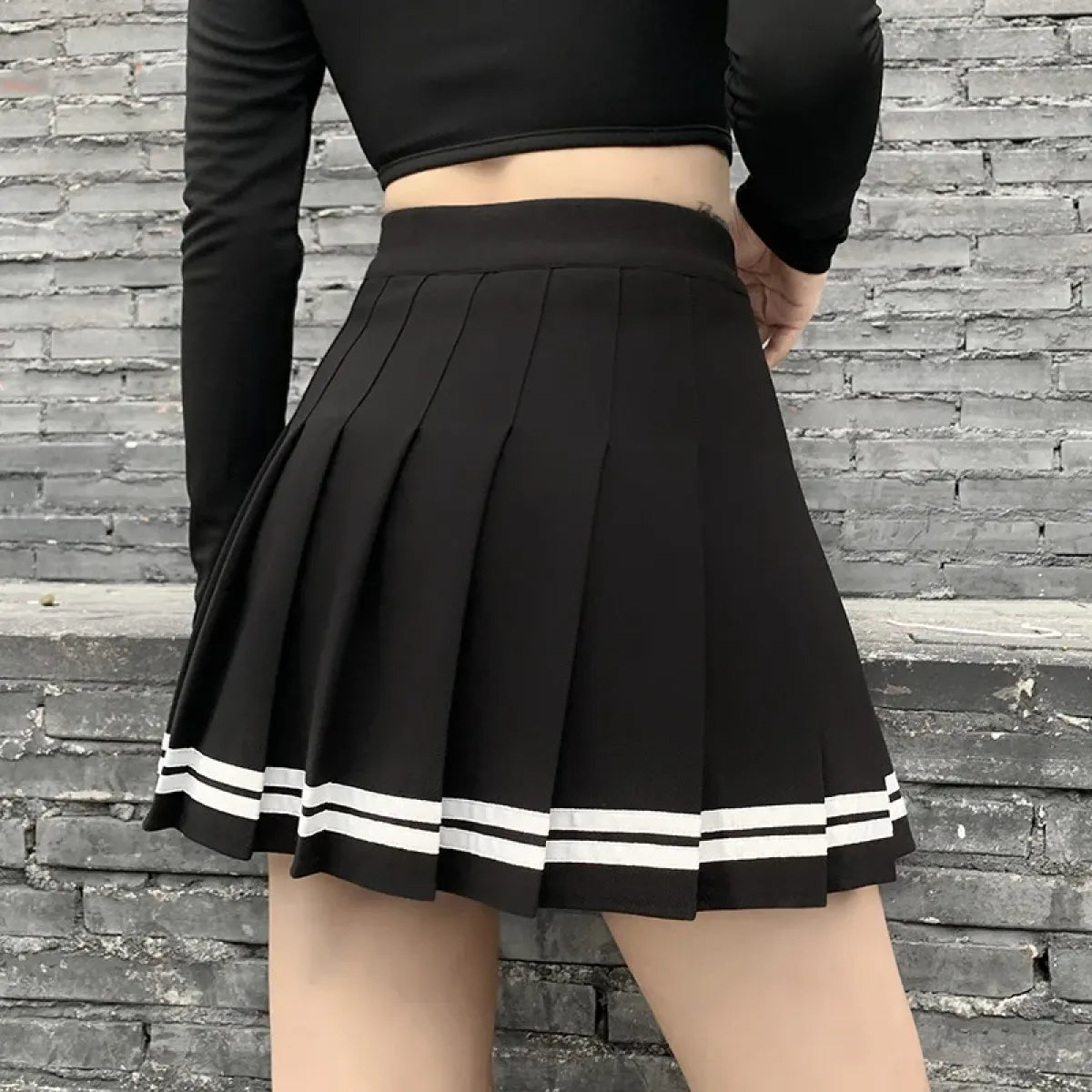 Minifalda plisada gótica Harajuku – Estilo patchwork punk de cintura alta