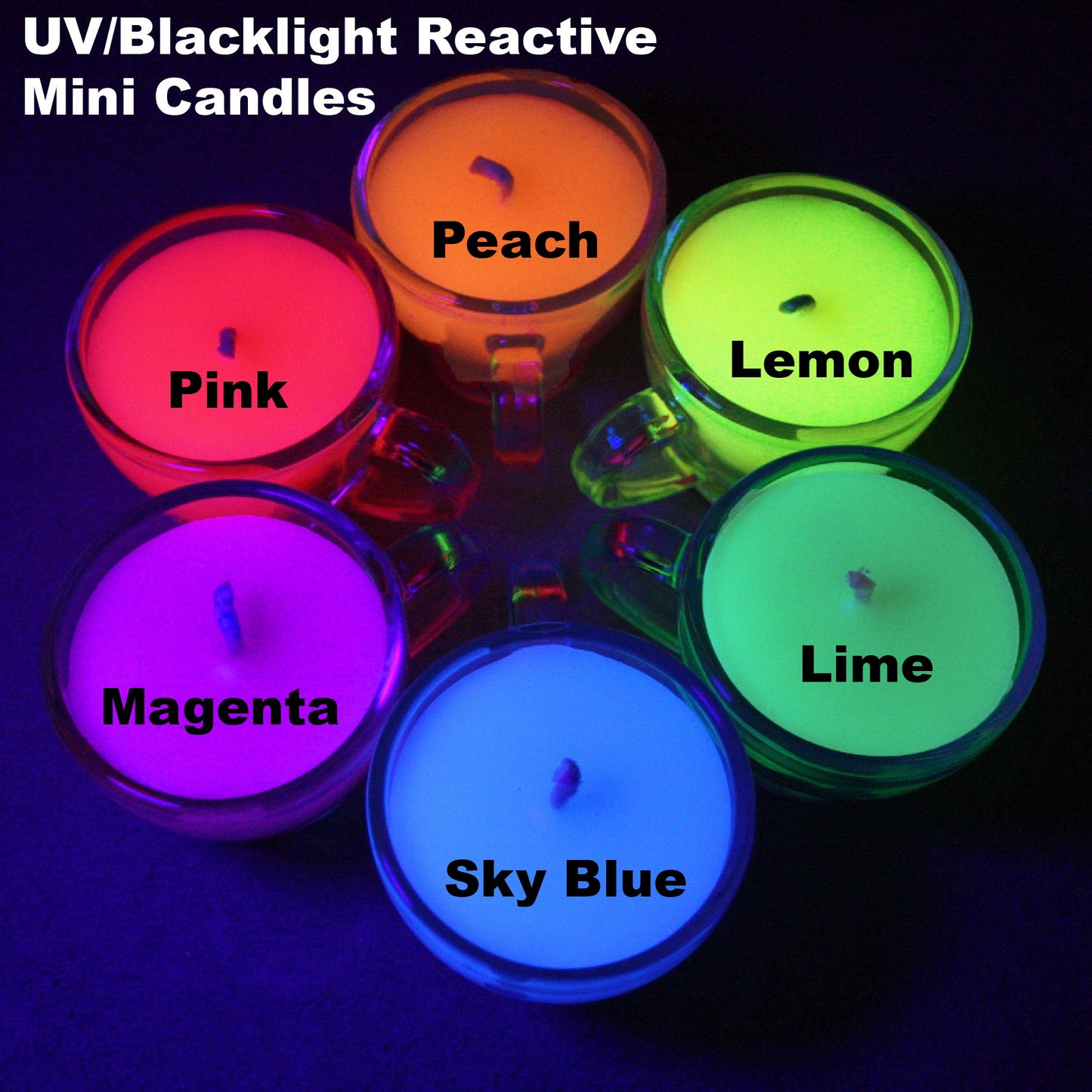 Vela de cera Teacup Play - Baja temperatura - Parafina - Regular y luz negra - Mini
