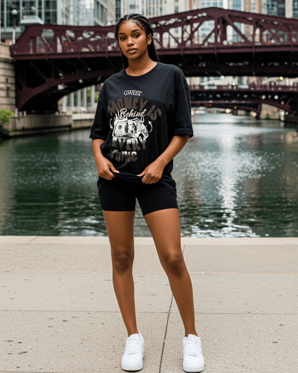 G West Money Is Behind Everything Camiseta Oversize para Mujer