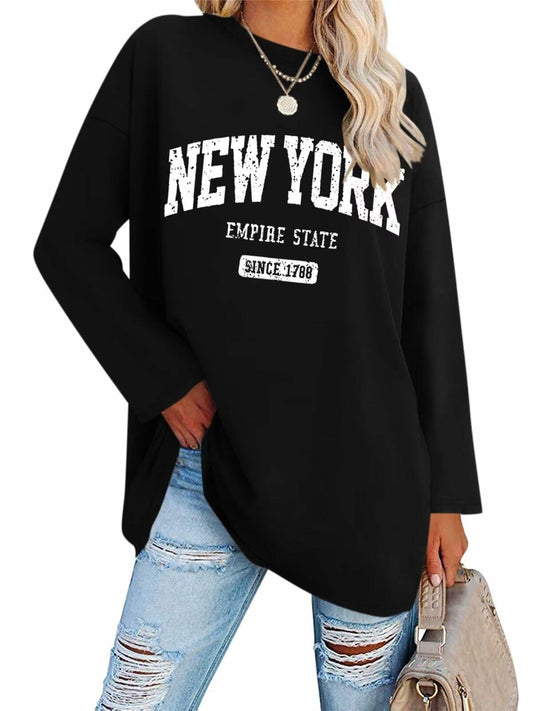ORANDESIGNE Camiseta gráfica de manga larga para mujer Los Ángeles Azul Talla XXL 