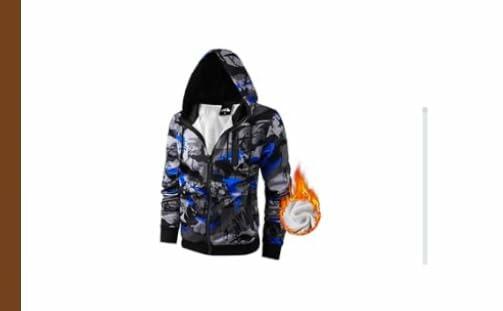OHSNMAKSL Chaqueta con capucha de forro polar sherpa para hombre, color azul camuflaje, talla XL 