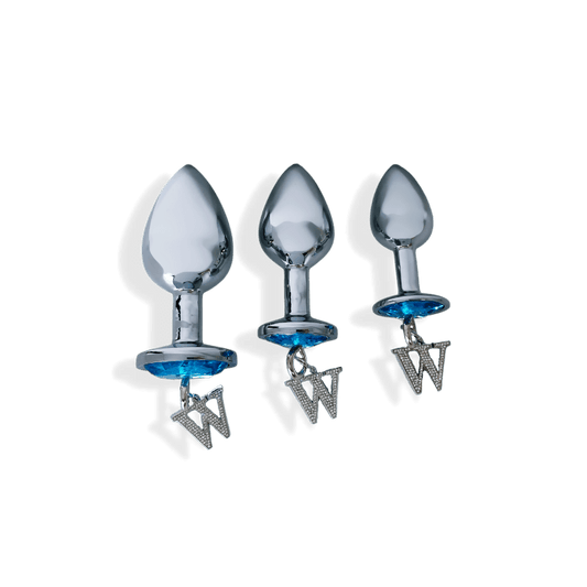 Descripción - Kit de entrenamiento anal y tapón anal de lujo de 3 piezas con gemas de V For Vibes.