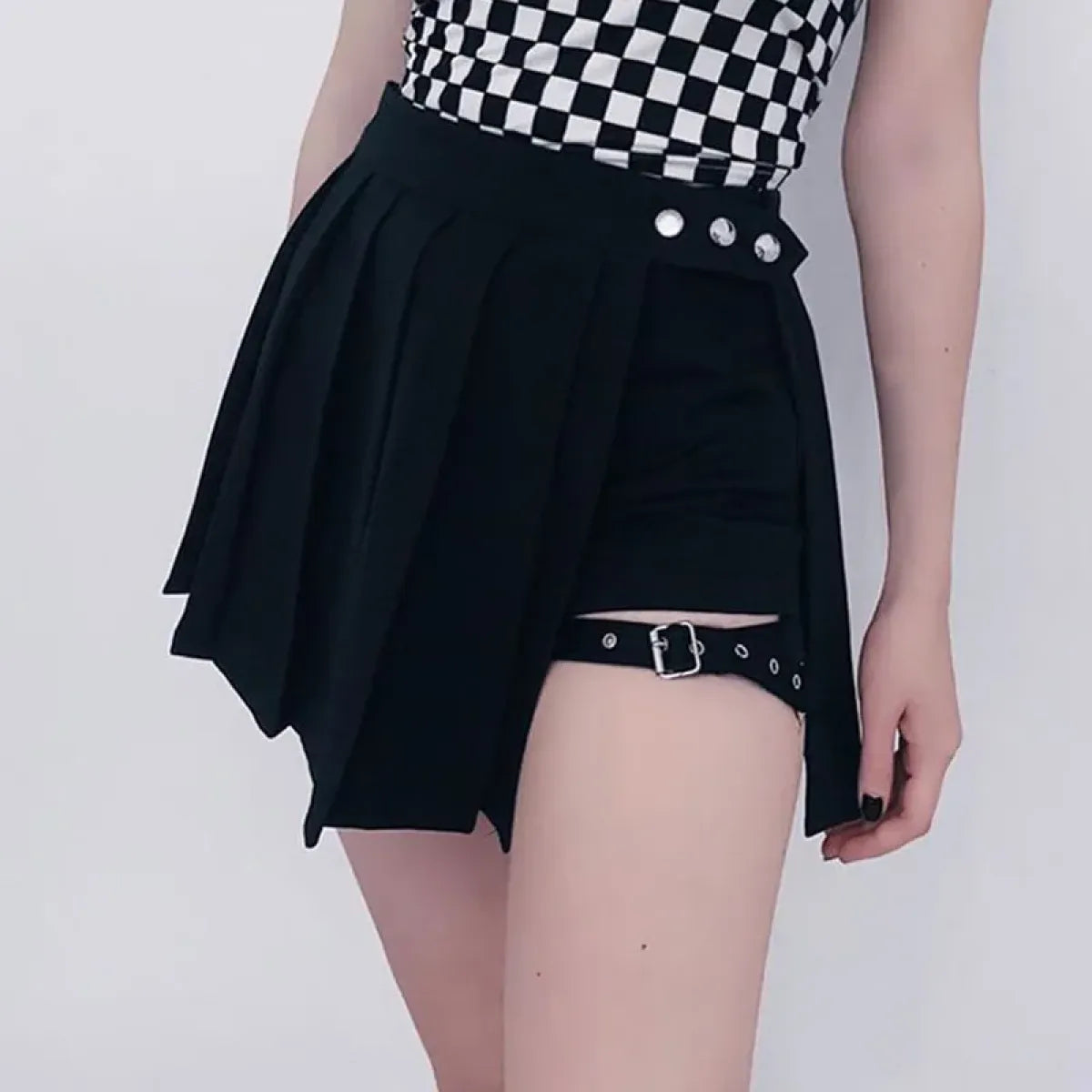 Minifalda gótica plisada – Pantalones cortos de cosplay punk de cintura alta