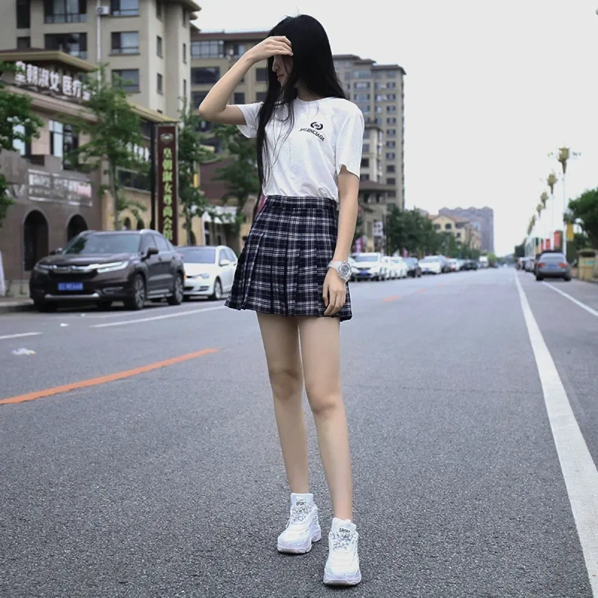 Minifalda plisada de cuadros estilo Harajuku Preppy – Estilo escolar Kawaii