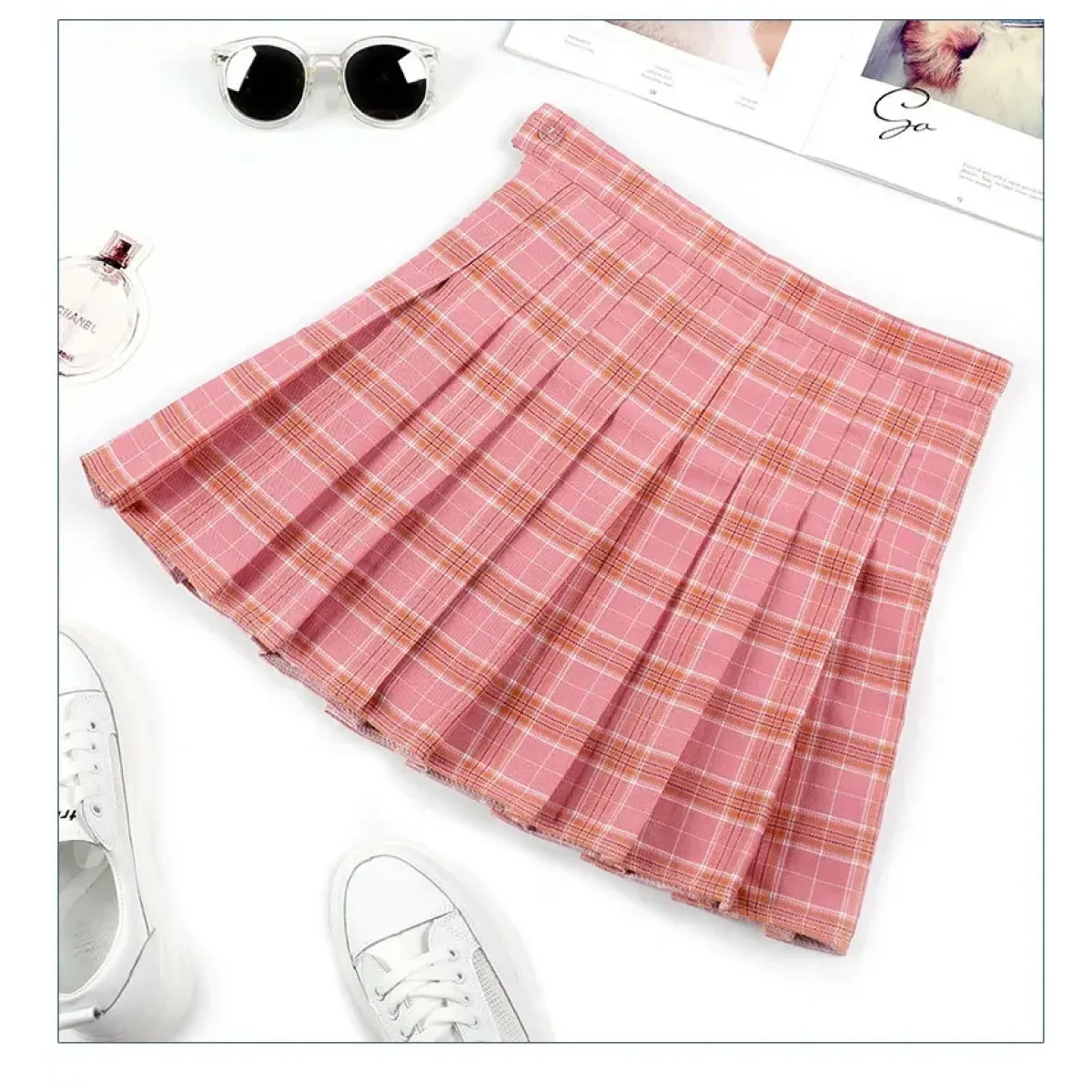 Minifalda plisada de cuadros estilo Harajuku Preppy – Estilo escolar Kawaii