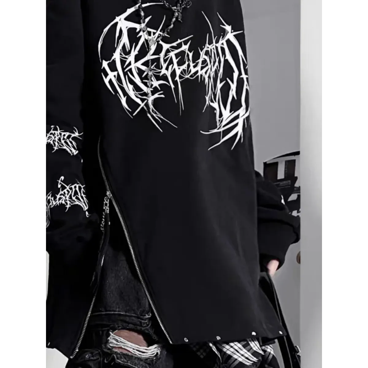Camiseta Punk Harajuku con Hombros al Aire