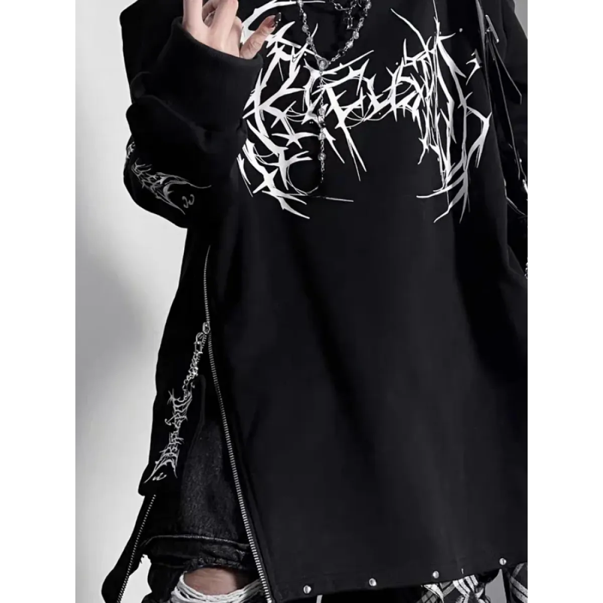 Camiseta Punk Harajuku con Hombros al Aire