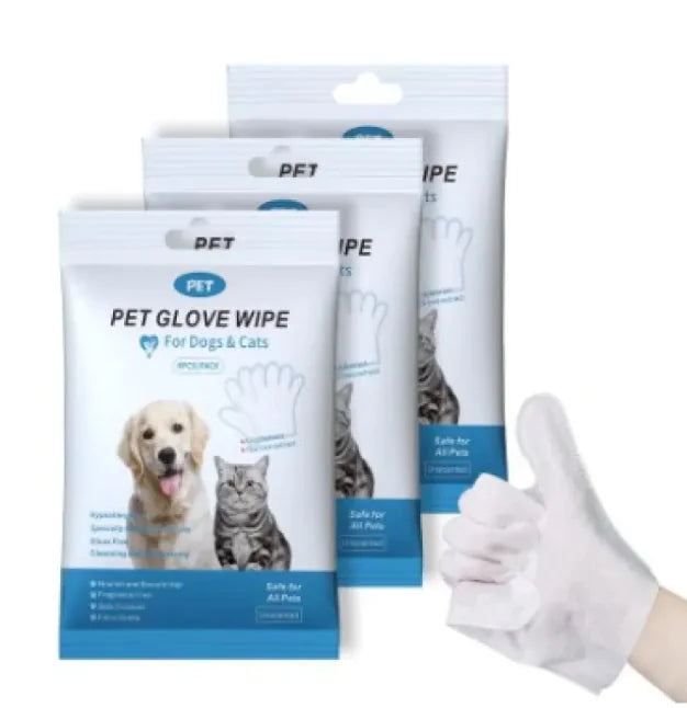 Guantes y toallitas para limpieza de mascotas