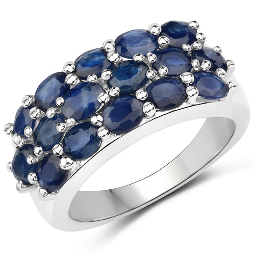 Juego de joyas de 3 piezas de zafiro azul genuino de 10,40 quilates de plata de ley .925 (anillo, pendientes y colgante con cadena)