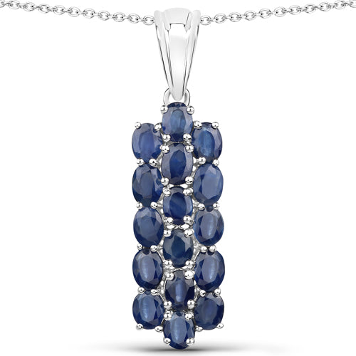 Juego de joyas de 3 piezas de zafiro azul genuino de 10,40 quilates de plata de ley .925 (anillo, pendientes y colgante con cadena)