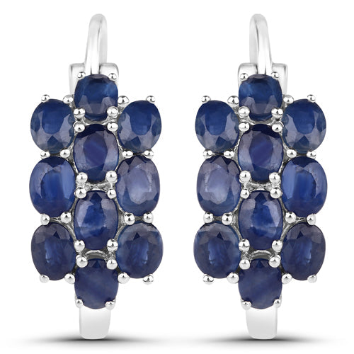 Juego de joyas de 3 piezas de zafiro azul genuino de 10,40 quilates de plata de ley .925 (anillo, pendientes y colgante con cadena)