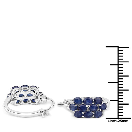 Juego de joyas de 3 piezas de zafiro azul genuino de 10,40 quilates de plata de ley .925 (anillo, pendientes y colgante con cadena)