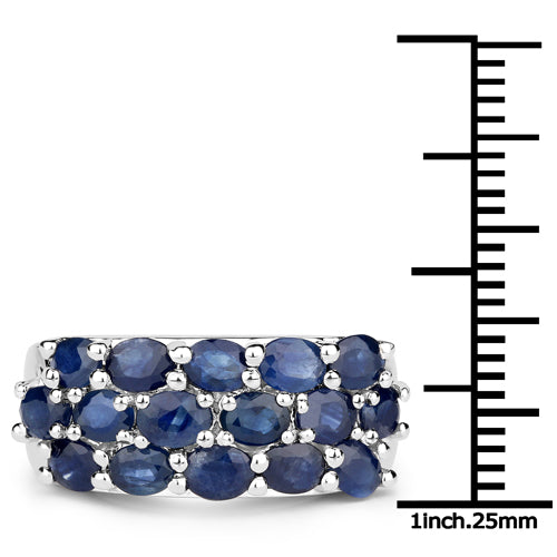 Juego de joyas de 3 piezas de zafiro azul genuino de 10,40 quilates de plata de ley .925 (anillo, pendientes y colgante con cadena)