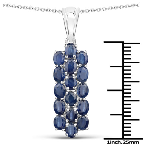 Juego de joyas de 3 piezas de zafiro azul genuino de 10,40 quilates de plata de ley .925 (anillo, pendientes y colgante con cadena)
