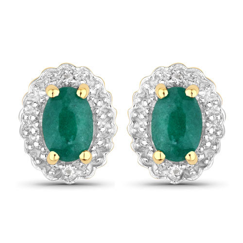 Juego de joyas de plata de ley .925 con esmeralda teñida y topacio blanco de 1,71 quilates