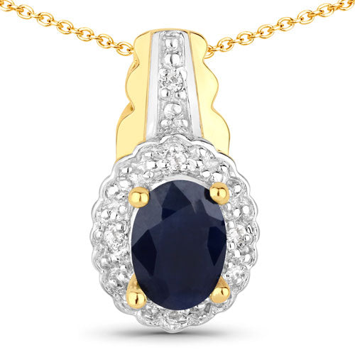 Conjunto de joyas de plata de ley .925 con zafiro negro-azul y topacio blanco auténticos de 1,96 quilates