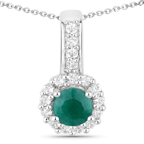Conjunto de joyas de plata de ley .925 con esmeralda teñida y topacio blanco de 1,81 quilates