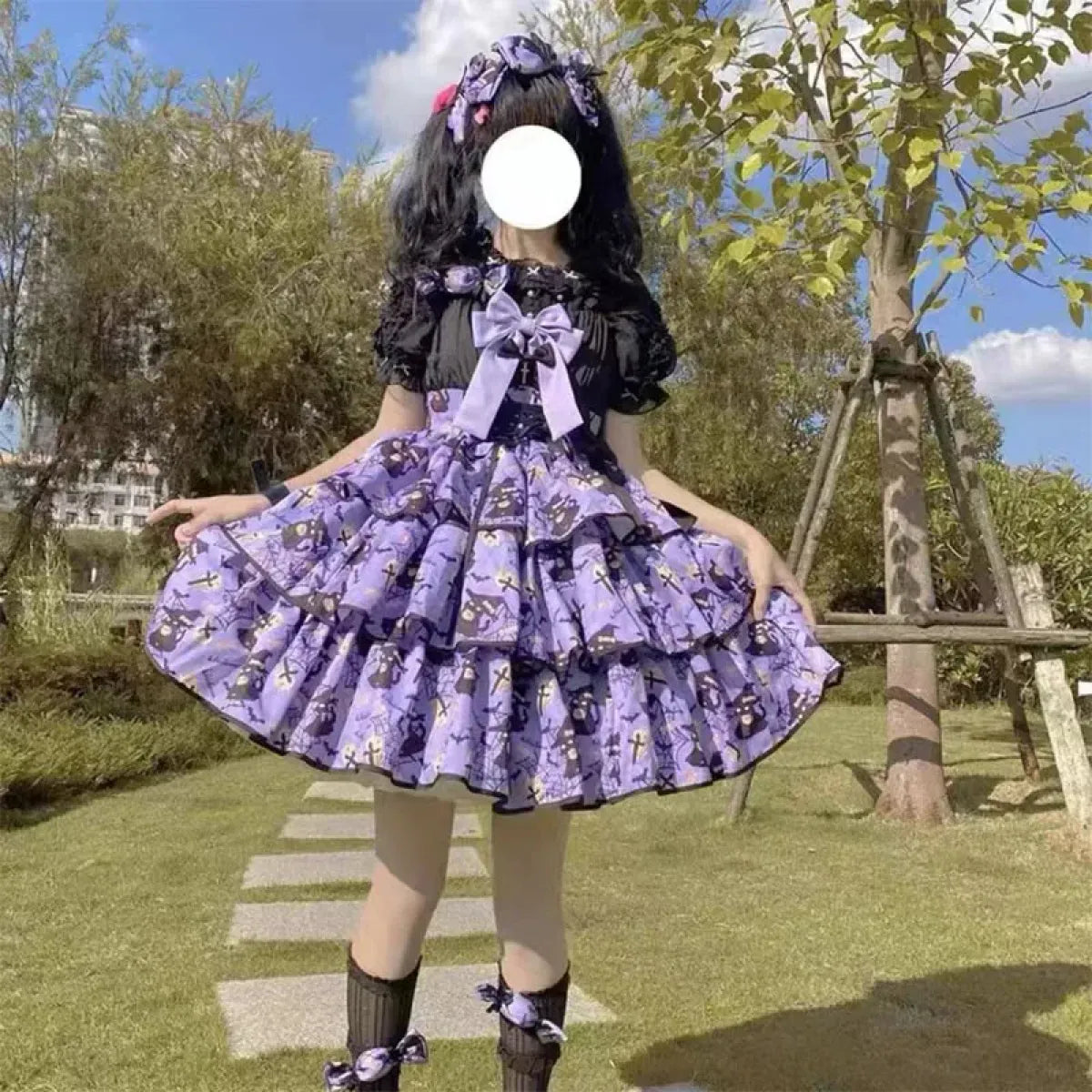 Vestido dulce Lolita con lazo y volantes