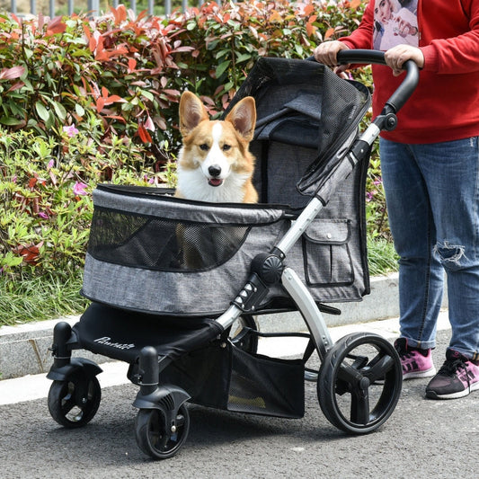 Cochecito de viaje para mascotas con manillar ajustable 