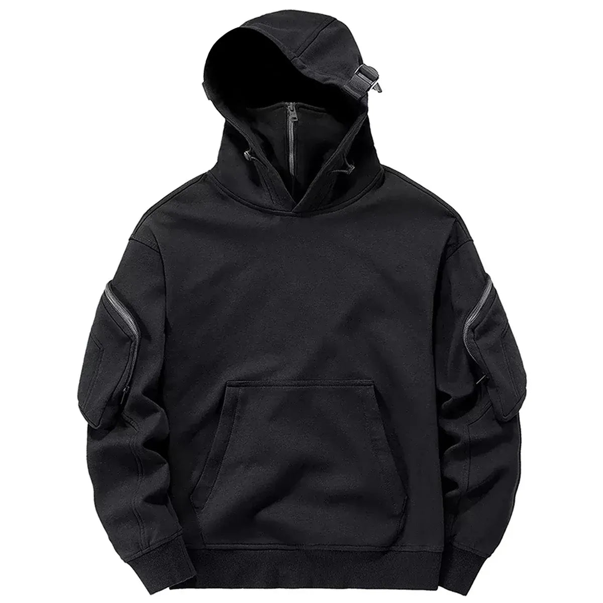 Sudadera con capucha de cuello alto Techwear