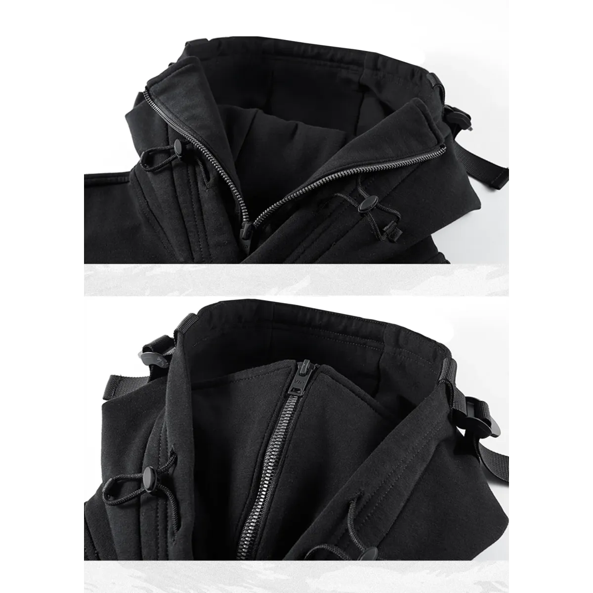 Sudadera con capucha de cuello alto Techwear