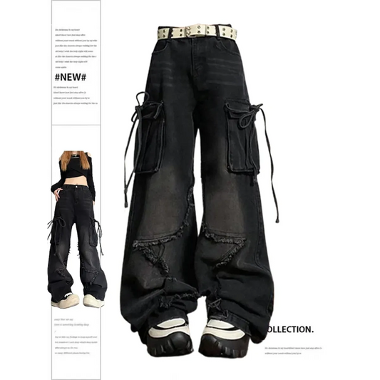 Vaqueros cargo holgados góticos – Pantalones grunge Harajuku Y2K