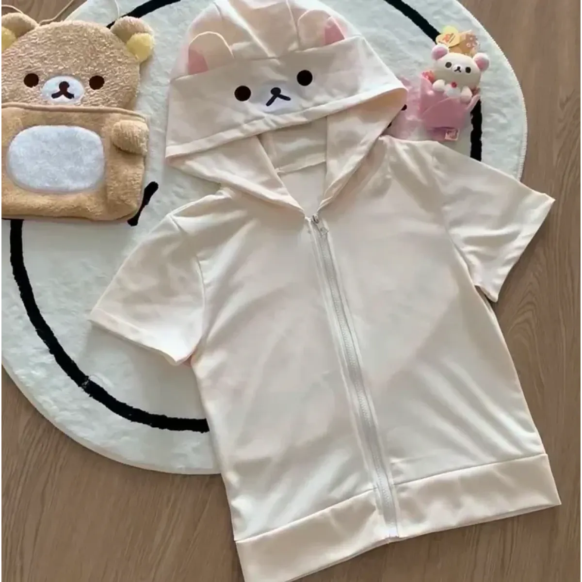 Sudadera con capucha Y2K Harajuku Kawaii – Chaqueta dulce de dibujos animados con cremallera para chica suave