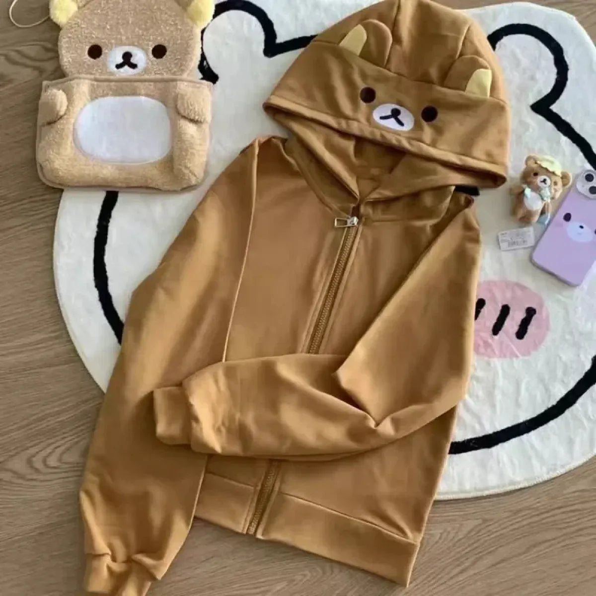 Sudadera con capucha Y2K Harajuku Kawaii – Chaqueta dulce de dibujos animados con cremallera para chica suave