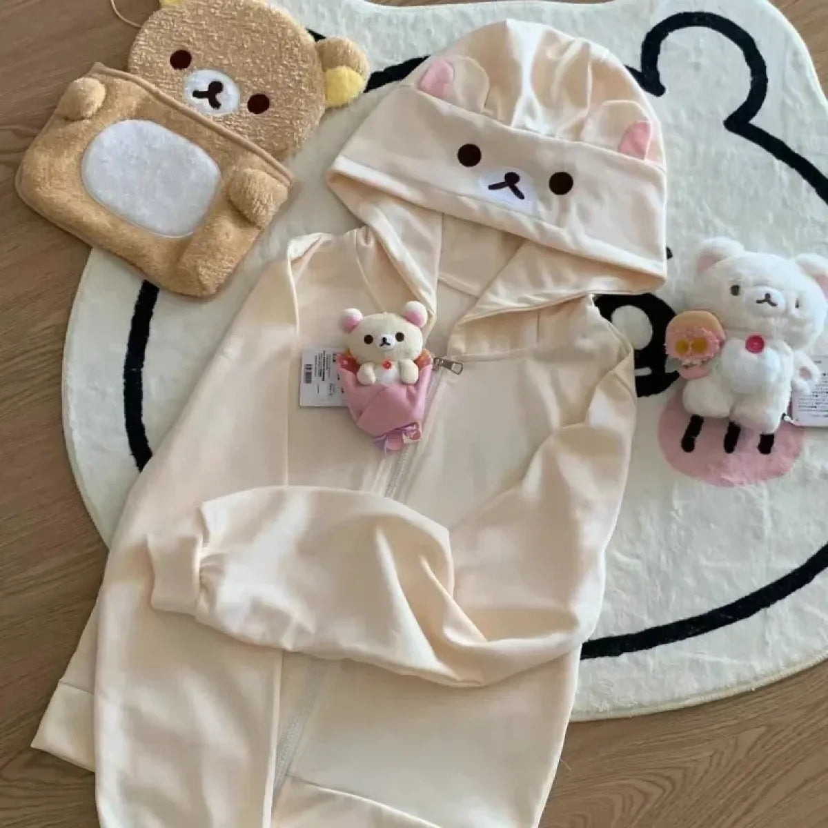 Sudadera con capucha Y2K Harajuku Kawaii – Chaqueta dulce de dibujos animados con cremallera para chica suave